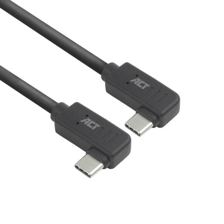 ACT Câble d'angle USB C 1 m, PD 60 W Câble d'angle USB C 90 degrés, gauche/droite à gauche/droite, débit de données 10 Gbit/s, c