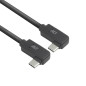 ACT Câble d'angle USB C 1 m, PD 60 W Câble d'angle USB C 90 degrés, gauche/droite à gauche/droite, débit de données 10 Gbit/s, c