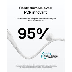 Belkin Eco Câble USB-C vers USB-C avec gaine tressée, 1 m, 240 W, doux au toucher, souple, Câble de recharge rapide, pour iPhone