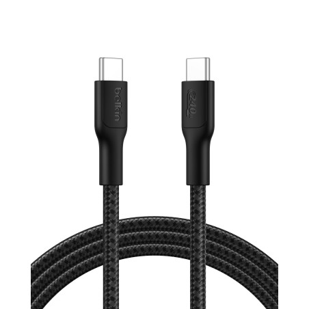 Belkin Eco Câble USB-C vers USB-C avec gaine tressée, 2 m, 240 W, doux au toucher, souple, Câble de recharge rapide, pour iPhone