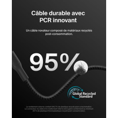 Belkin Eco Câble USB-C vers USB-C avec gaine tressée, 2 m, 240 W, doux au toucher, souple, Câble de recharge rapide, pour iPhone