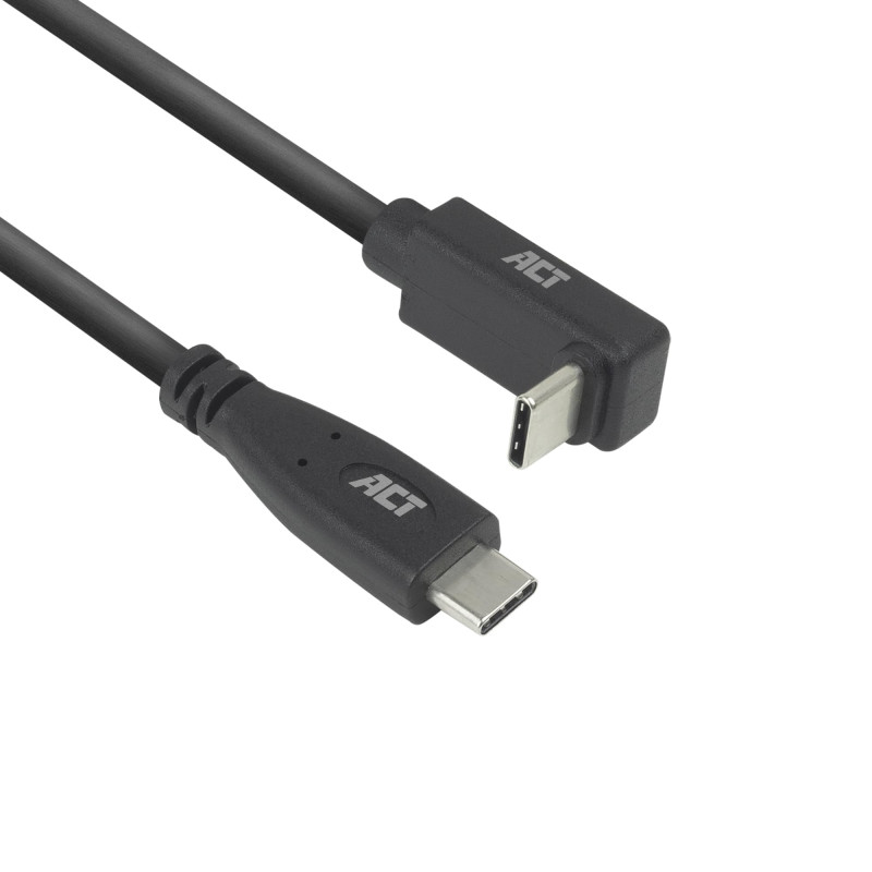 ACT Câble USB C coudé 0,5 m, PD 60 W, connecteur USB C coudé, 90 degrés, droite haut/bas, vitesse de données 10 Gbps, résolution ACT Câble USB C coudé 0,5 m, PD 60 W, connecteur USB C coudé, 90 degrés, droite haut/bas, vitesse de données 10 Gbps, résolution