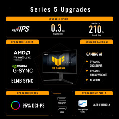 ASUS TUF Gaming VG27AQL5A - Moniteur Gaming 27" QHD (2560x1440), 210Hz (OC), Fast IPS, ELMB Sync, 0.3ms GTG, Haut-parleurs Stéré