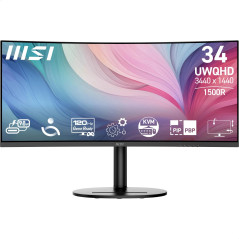 MSI Modern MD342CQP Écran PC 34'' UWQHD incurvé 1500R - Dalle VA 3440 x 1440, 120 Hz, 1ms, KVM, PIP/PBP, Confort des Yeux, Haut-