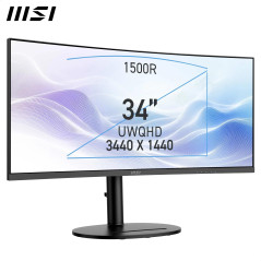 MSI Modern MD342CQP Écran PC 34'' UWQHD incurvé 1500R - Dalle VA 3440 x 1440, 120 Hz, 1ms, KVM, PIP/PBP, Confort des Yeux, Haut-