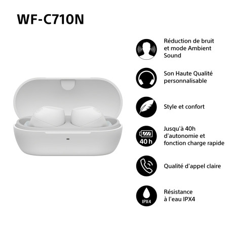Sony WF-C710N - Écouteurs sans Fil à réduction de Bruit, écouteurs légers, Commandes tactiles, Connexion multipoint, IPX4, jusqu