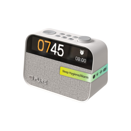 Pure Moment Réveil de Chevet et de Bureau (Radio Numérique Dab+/FM, Bluetooth, Machine à Bruit Blanc, Aide au Sommeil, Lumière R