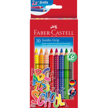 Faber-Castell 280922 - Set de crayons de couleur Jumbo, 10 pièces, incassables, pour enfants et adultes