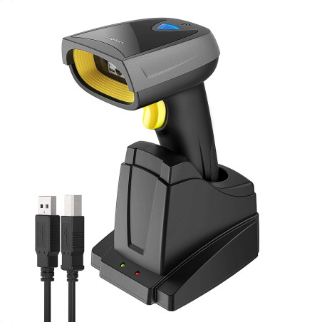 Inateck 2D 1D Scanner de Codes à Barres QR avec Base Intelligente, Lecteur Code Barre sans Fil et Bluetooth pour Inventaire, 3 e