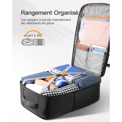 Inateck 42L Sac à Dos Voyage Cabine pour Ordinateur Portable 15,6 Pouces Bagage à Main 2 Poignées pour Avion Antivol Femme&Homme