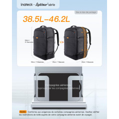 Inateck 38.5-46.2 L Sac à Dos de Voyage Extensible pour Homme et Femme pour Ordinateur Portable 17,3" et iPad 12,9" pour Weekend
