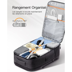 Inateck 38.5-46.2 L Sac à Dos de Voyage Extensible pour Homme et Femme pour Ordinateur Portable 17,3" et iPad 12,9" pour Weekend