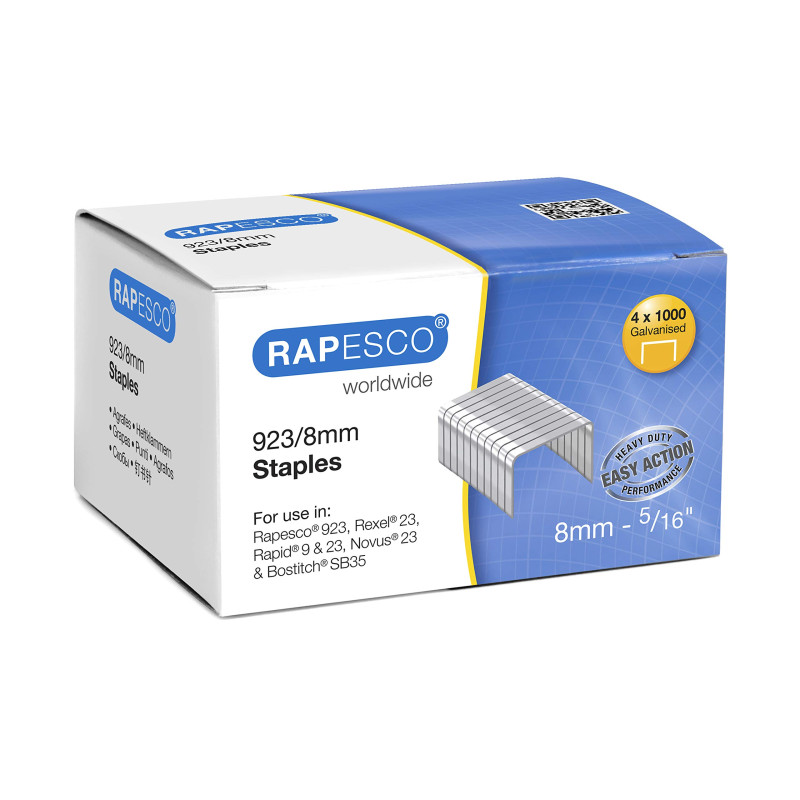 Rapesco S92308Z3 Agrafes Galvanisées Résistantes de Type 923/8 mm, 4000 Agrafes Rapesco S92308Z3 Agrafes Galvanisées Résistantes de Type 923/8 mm, 4000 Agrafes
