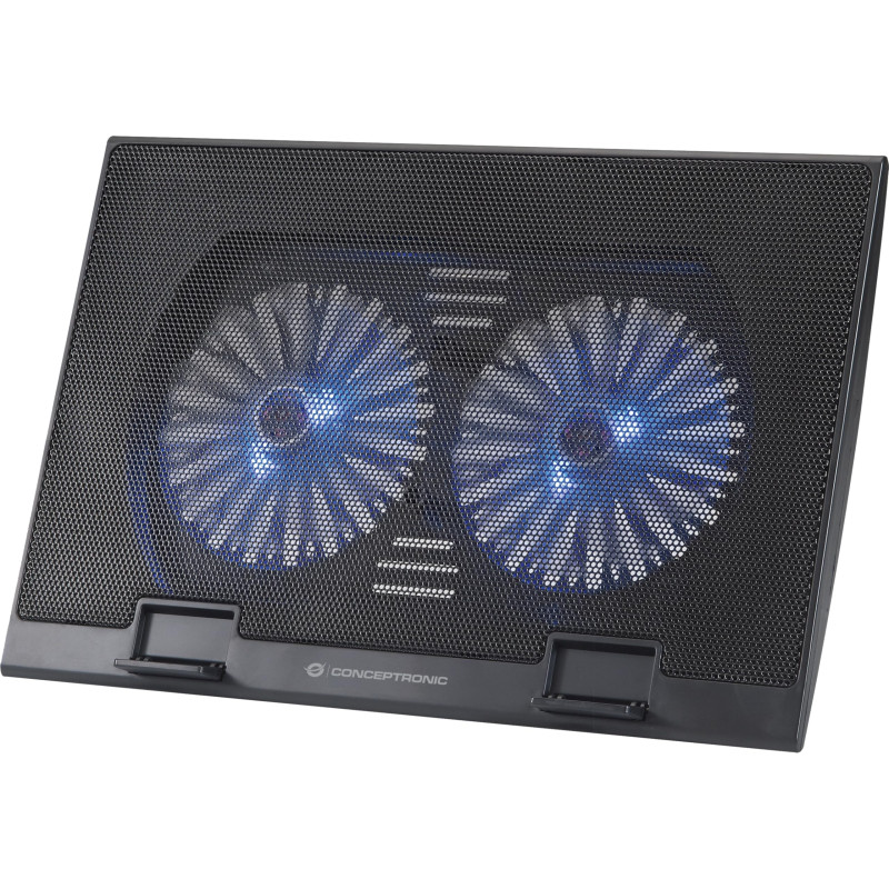 Conceptronic THANA02B Tapis de Refroidissement pour Ordinateur Portable jusqu'à 17", 2 Ventilateurs, 3 Niveaux de réglage de la Conceptronic THANA02B Tapis de Refroidissement pour Ordinateur Portable jusqu'à 17", 2 Ventilateurs, 3 Niveaux de réglage de la