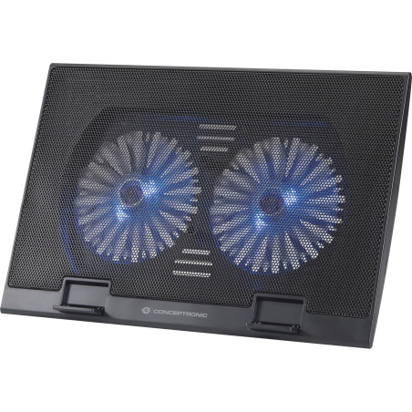 Conceptronic THANA02B Tapis de Refroidissement pour Ordinateur Portable jusqu'à 17", 2 Ventilateurs, 3 Niveaux de réglage de la 