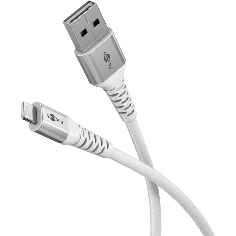 goobay Lightning vers USB-A 60 W / 1 m/Câble textile flexible/Câble de charge USB 480 Mbits/Super doux/Câble de charge rapide Ap goobay Lightning vers USB-A 60 W / 1 m/Câble textile flexible/Câble de charge USB 480 Mbits/Super doux/Câble de charge rapide Ap