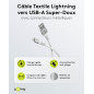 goobay Lightning vers USB-A 60 W / 1 m/Câble textile flexible/Câble de charge USB 480 Mbits/Super doux/Câble de charge rapide Ap goobay Lightning vers USB-A 60 W / 1 m/Câble textile flexible/Câble de charge USB 480 Mbits/Super doux/Câble de charge rapide Ap