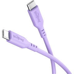 goobay Câble USB-C vers USB-C en silicone 1,5 m, lilas - Charge rapide 60 W PD, transfert de données 480 Mbit/s, flexible, anti-