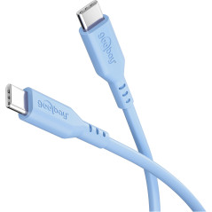goobay Câble USB-C vers USB-C en silicone 1,5 m, bleu - Charge rapide 60 W PD, transfert de données 480 Mbit/s, flexible, anti-e