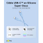 goobay Câble USB-C vers USB-C en silicone 1,5 m, bleu - Charge rapide 60 W PD, transfert de données 480 Mbit/s, flexible, anti-e