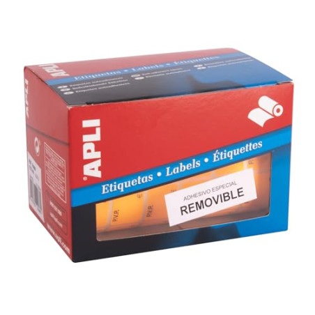 APLI 10088-Rouleau d'étiquettes PVP orange fluo amovibles Orange fluo 16 x 22 mm