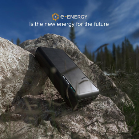 SBS Solar PowerBank, 20000mAh, Batterie Externe avec Panneau Solaire, Charge Rapide, Intelligent Charge (IC), LED de Charge, USB