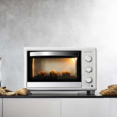 Cecotec Four de comptoir Bake&Toast 3090 Blanc Gyro, 30 L, 1500 W, 5 fonctions différentes, Comprend une broche rotative, Éclair