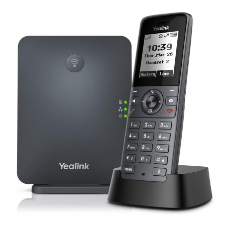 Yealink Bluetooth, Wi-FI 10 comptes SIP Haute Performance 35 Heures de Temps de Conversation Dect Téléphone IP, Taille d'écran 1