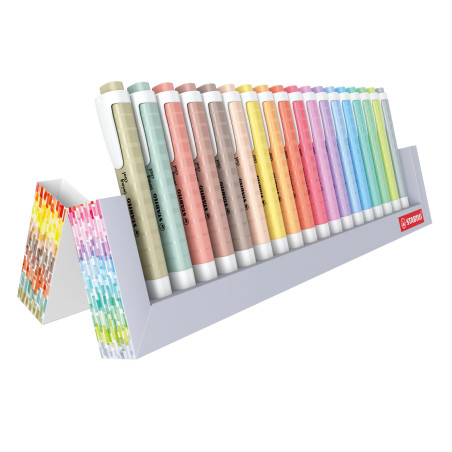 STABILO swing cool - Surligneur - Etui chevalet x 18 surligneurs -12 Pastel + 6 surligneurs NatureCOLORS