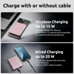 Intenso MW5000 Batterie Externe magnétique 5000 mAh – Compatible MagSafe, Recharge sans Fil 15 W, USB-C PD 20 W, Plate et compac