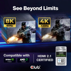 CLUB 3D CABLE HDMI ULTRA HIGH SPEED 10K 120HZ 48GBPS 2M.