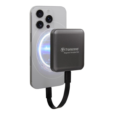 Transcend SSD Portable ESD420C 1To (Compatible iPhone MagSafe) 20 Gbit/s, jusqu'à 2 000 Mo/s, 4K, Gris – TS1TESD420C