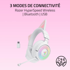 Razer Kraken Kitty V3 Pro - Casque Gaming sans Fil RGB Kitty - Oreilles de Chat réactives pour Le Streaming - Membrane Triforce 