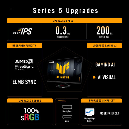ASUS TUF Gaming Series 5 - VG279Q5R Gaming Moniteur – 27 inch, Full HD(1920x1080), 200Hz, Fast IPS, ELMB, 0.3ms, Haut Parleur st