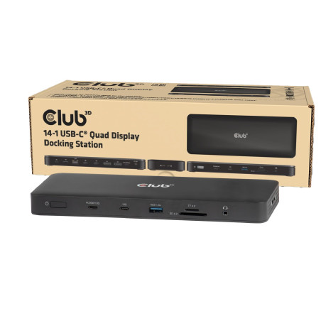 Club3D CSV-2540 14-1 USB-C Station d'accueil à Quatre écrans
