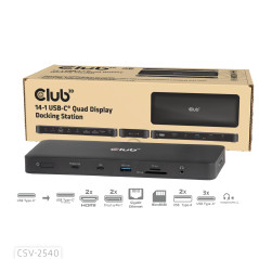 Club3D CSV-2540 14-1 USB-C Station d'accueil à Quatre écrans