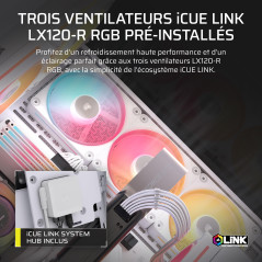 CORSAIR 3500X LX-R RGB Boîtier PC Mi-Tour avec Vitre Panoramique – 3 Ventilateurs RGB LX120-R Préinstallés, Comprend System Hub,
