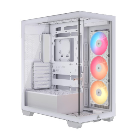 CORSAIR 3500X RS-R ARGB Boîtier PC Mi-Tour avec Vitre Panoramique – 3 Ventilateurs RS120-R ARGB Préinstallés, Système de Fixatio