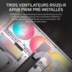 CORSAIR 3500X RS-R ARGB Boîtier PC Mi-Tour avec Vitre Panoramique – 3 Ventilateurs RS120-R ARGB Préinstallés, Système de Fixatio