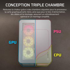 CORSAIR AIR 5400 RS-R ARGB Boîtier PC Triple Chambre Moyen-Tour Panoramique — Chambre Isolée pour AIO 360mm, Compatible Mères À 