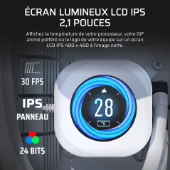 Corsair Nautilus RS LCD Module D'écran – pour refroidisseurs pour processeur AIO Nautilus RS et Nautilus RS ARGB – Écran LCD IPS