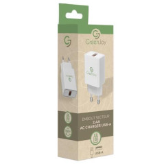 GreenJoy-Chargeur Embout Secteur USB 12W / 2,4A - Blanc