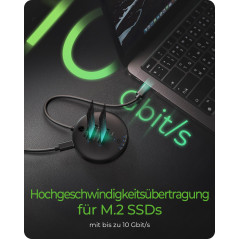 ICY Box M.2 NVMe SSD Clonage et DockingStation, USB-C 3.1 Gen 2, jusqu'à 10 Gbit/s, Double Baie, clonage Automatique sans PC, po