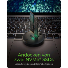 ICY Box M.2 NVMe SSD Clonage et DockingStation, USB-C 3.1 Gen 2, jusqu'à 10 Gbit/s, Double Baie, clonage Automatique sans PC, po