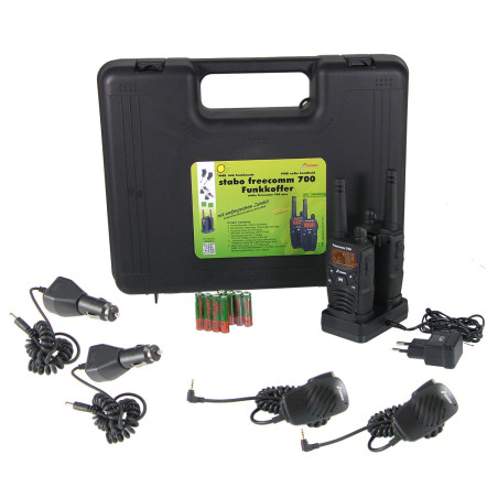 Radio PMR Stabo Freecomm 700 Box 8CH VOX Radio FM 0.5W IPX2 600mAh 2 pièces