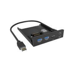 ICY Box Adaptateur de Disque Avant 3,5" avec Port USB-C 20 Gbit/s, USB-C 5 Gbit/s, 2 Ports USB-A 5 Gbit/s, Lecteur de Carte SD/m