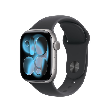 Apple Watch Series 11 [GPS 42 mm] Montre connectée avec boîtier Gris sidéral et Bracelet Sport Noir. Score de Sommeil, Moniteur 