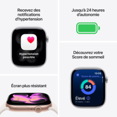 Apple Watch Series 11 [GPS 42 mm] Montre connectée avec boîtier Gris sidéral et Bracelet Sport Noir. Score de Sommeil, Moniteur 