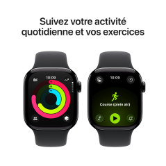 Apple Watch Series 11 [GPS 42 mm] Montre connectée avec boîtier Obsidienne et Bracelet Sport Noir. Score de Sommeil, Moniteur d’