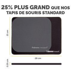 Fellowes Breyta Tapis de Souris Ergonomique Extra-Large – Noir – Base antidérapante en Caoutchouc, Bords Cousus résistants, Prot